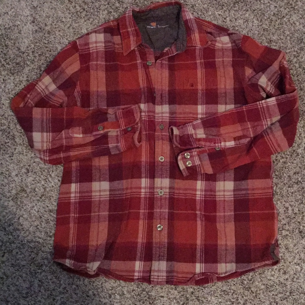 Flannel carhartt button up shirt
